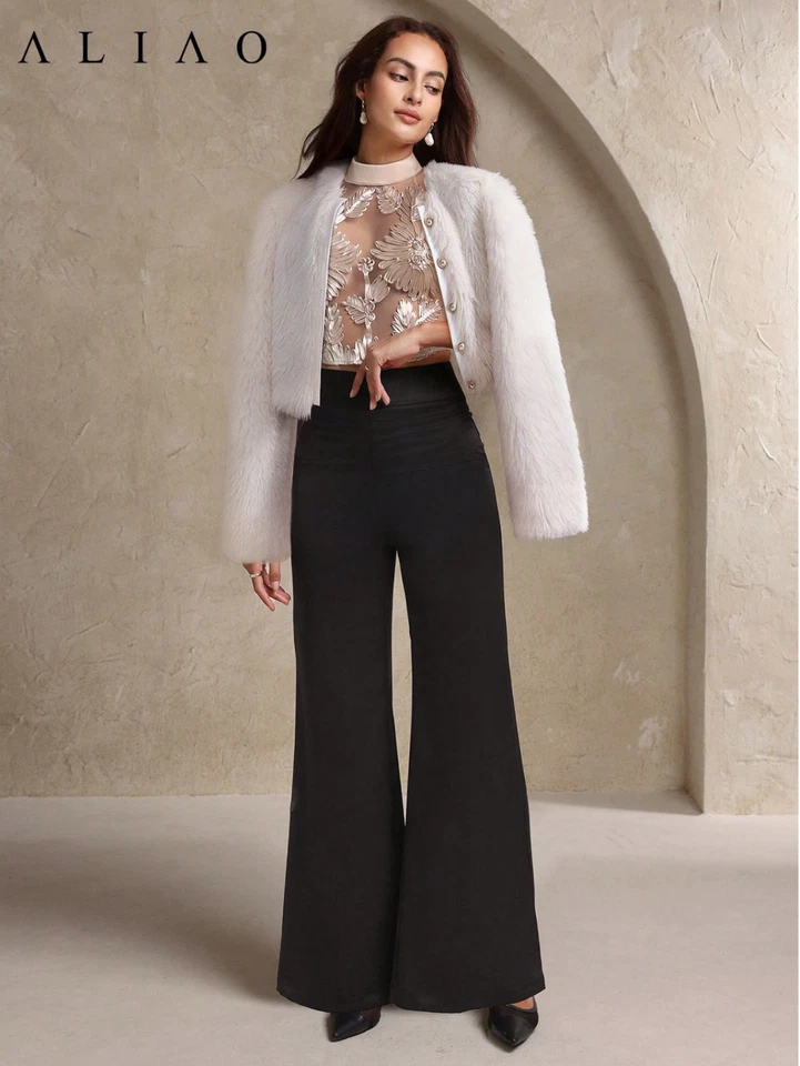 Camiseta sin mangas Aliao Floral Crochet Malla Bordada Elegante 3D Transparente Talla XS S M L XL Foto 4 de 4