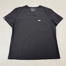 FIGS Leon Scrub Top Mens XL Black Technical V-Neck Pocket Medical Performance