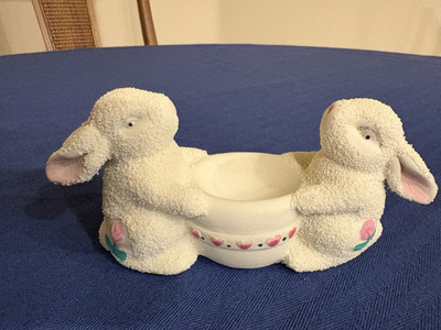 Vtg Easter Bunny Porcelain Egg Holder MCM World Bazaar