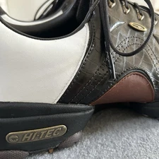 Hi-Tec CDT Power Golf Shoes Men’s 13 EU 46 Soft Spike White/Black/Brown Leather