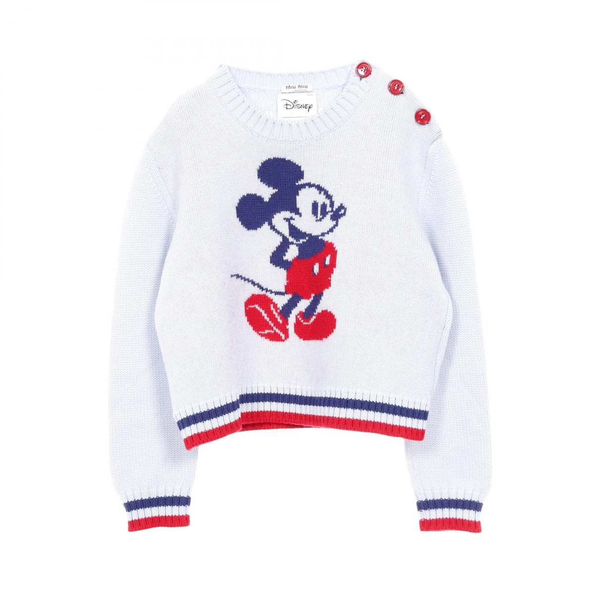 Miu Miu × Disney Pullover Sweater Knit Wool Blue Navy Red Size 40