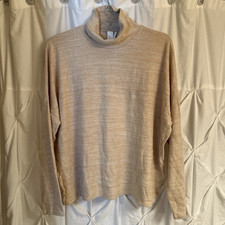 H&M Womens Beige Solid Knit Mock Neck Turtlen...