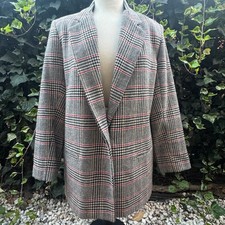 Vintage Dumas Blazer, Women Large, Houndstooth, Made in USA, Dark Academia