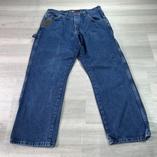 Wrangler RIGGS Workwear Jeans Mens 36x30 Blue Relaxed Straight Carpenter Denim