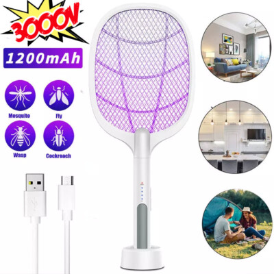 Elektrische Fliegenklatsche Extra Stark 4000V 2 in 1 USB wiederaufladbar