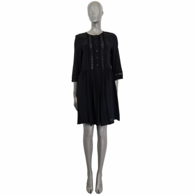 61958 auth ERMANNO SCERVINO black silk LACE DETAILED PLEATED Dress 42 M |  eBay