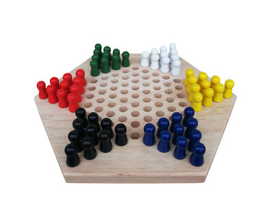 Wood Chinese Checkers 60-PC Jump Board Game Tiaoqi Board Game Up