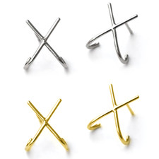 Sterling Silver Criss Cross Kiss XX Stud Cuff Huggie Earrings