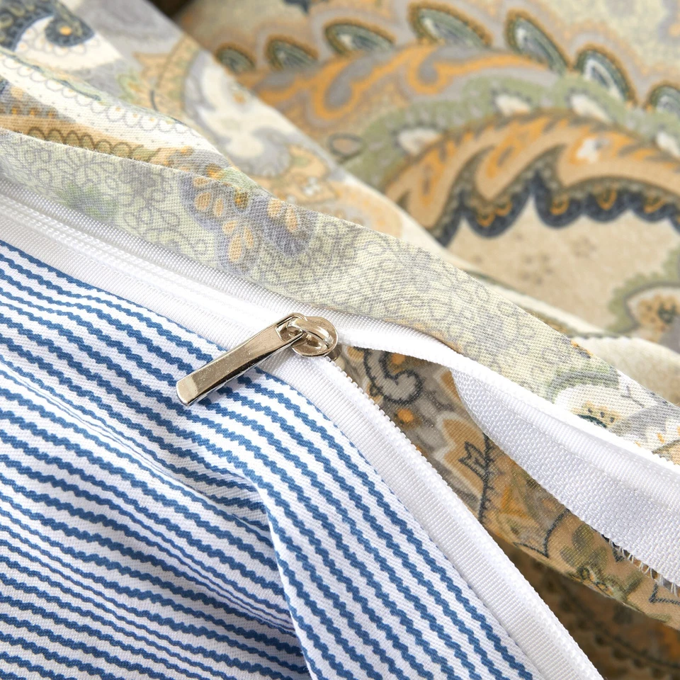 Classic Multicolor Paisley Cotton Bedding Set: 1 Duvet Cover & 2 Pillow Shams - Image 3 of 4