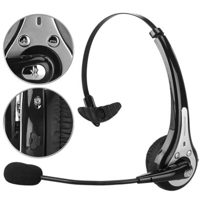 Callstel Profi-Mono-Headset mit Bluetooth, Geräuschunterdrückung, 10-Std.-Akku