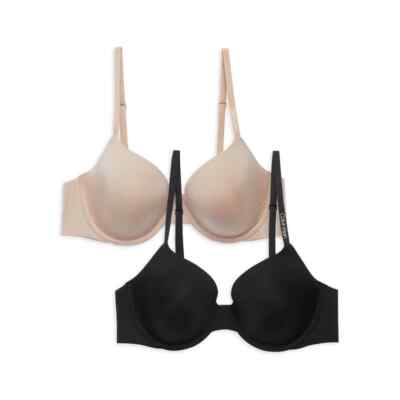 Calvin Klein Womens Black Nude 2-Pack Lightly Lined Wirefree