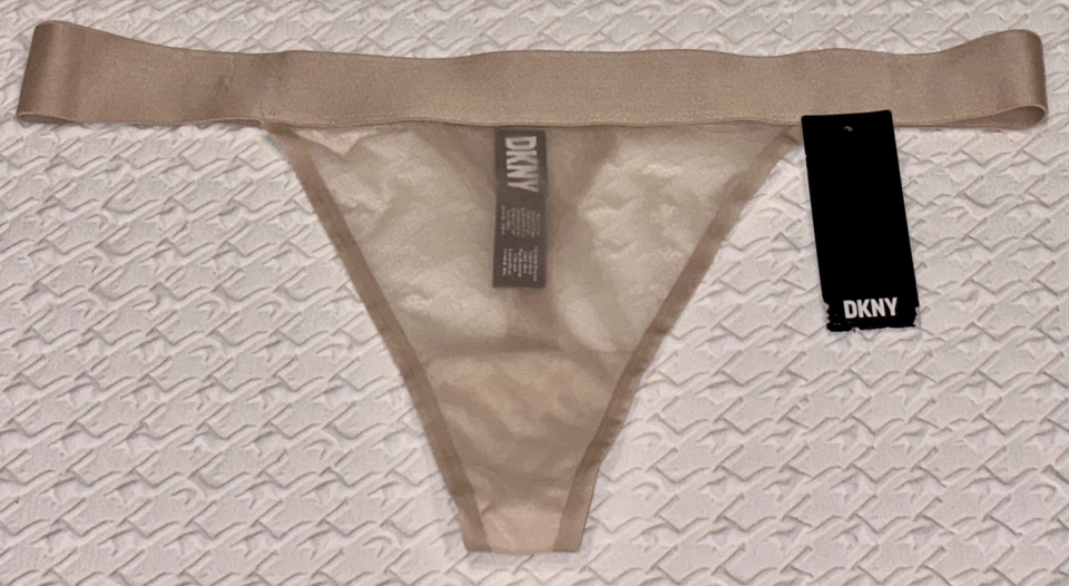 DKNY Sheers 宽腰带羊绒裸色丁字裤内裤新款女式 XL 8 码 — 第 3/4 张图片