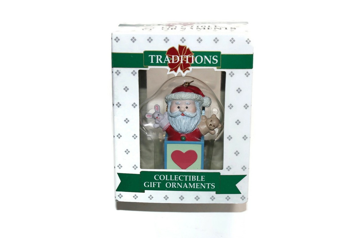 NIB Lustre Fame Ornament Traditions Santa Jack In The Box