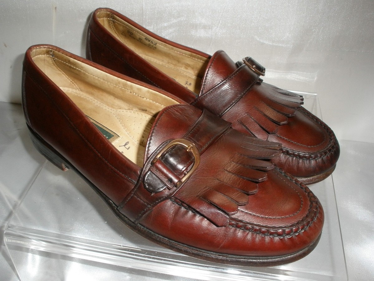 COLE HAAN Burgundy Leather Loafer Monk Strap Side Buckle 