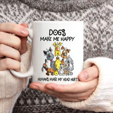 Taza de cerámica de 11 oz con divertida ilustración de perro taza de café de dibujos animados regalo de novedad