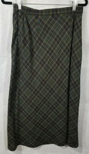 Sag Harbor Vtg Women's Sz 12 Skirt Brown Green Plaid Scottish Style Long Length
