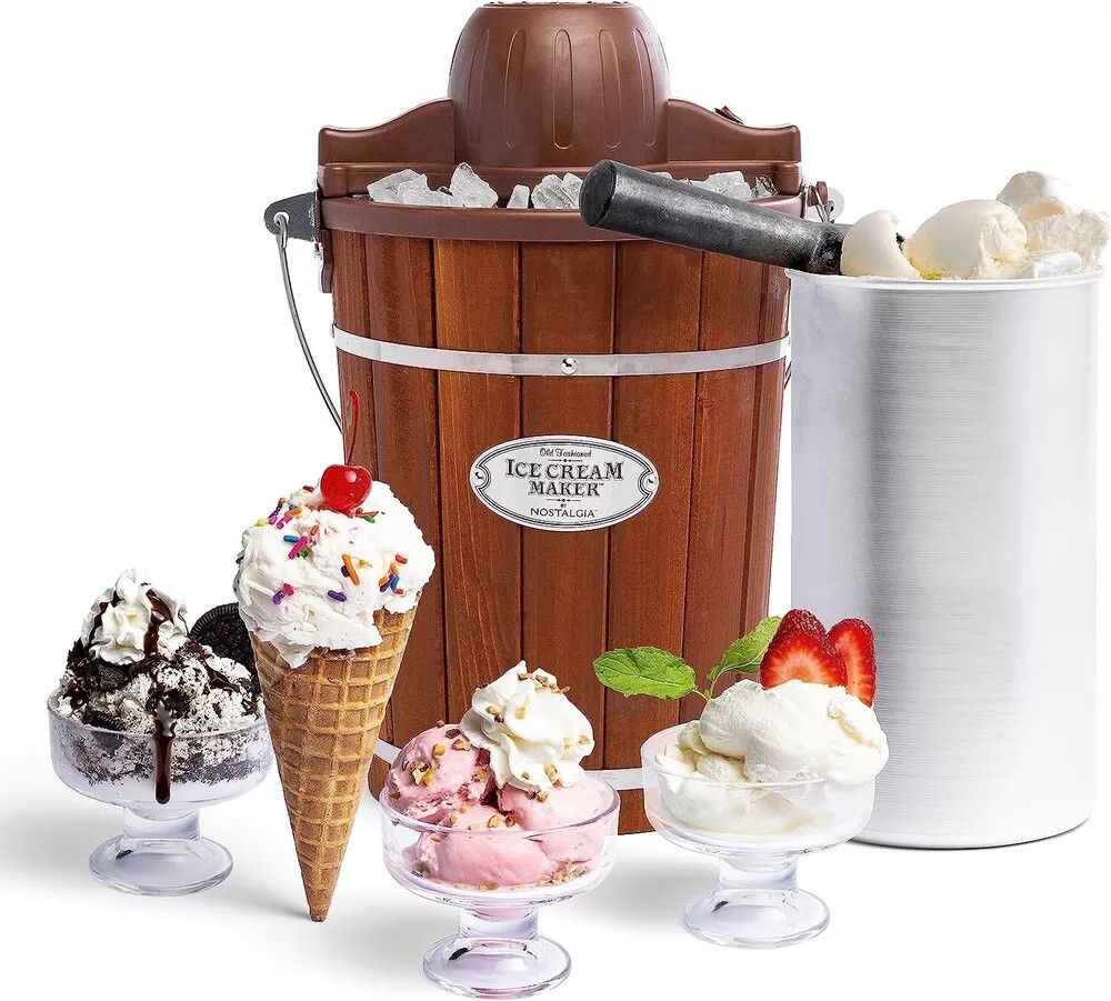 electric and hand crank ice cream maker