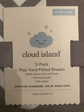 Cloud Island Play Yard Fitted Sheets 2 pk Gray/Chevron 27 X 39  100 Cotton New