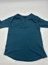 Banana Republic Blouse Women X-small Green Long Sleeve Notch  2051