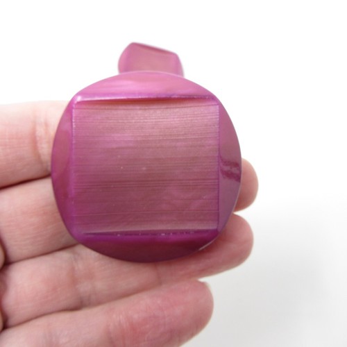 Three Large Purple Textured Metal Shank Buttons 1.75" Vintage Square in Circle - Picture 3 of 5