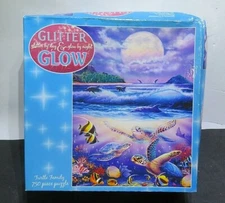 CEACO Glitter Glow 750 Piece Puzzle Turtle Family Made USA New In Box