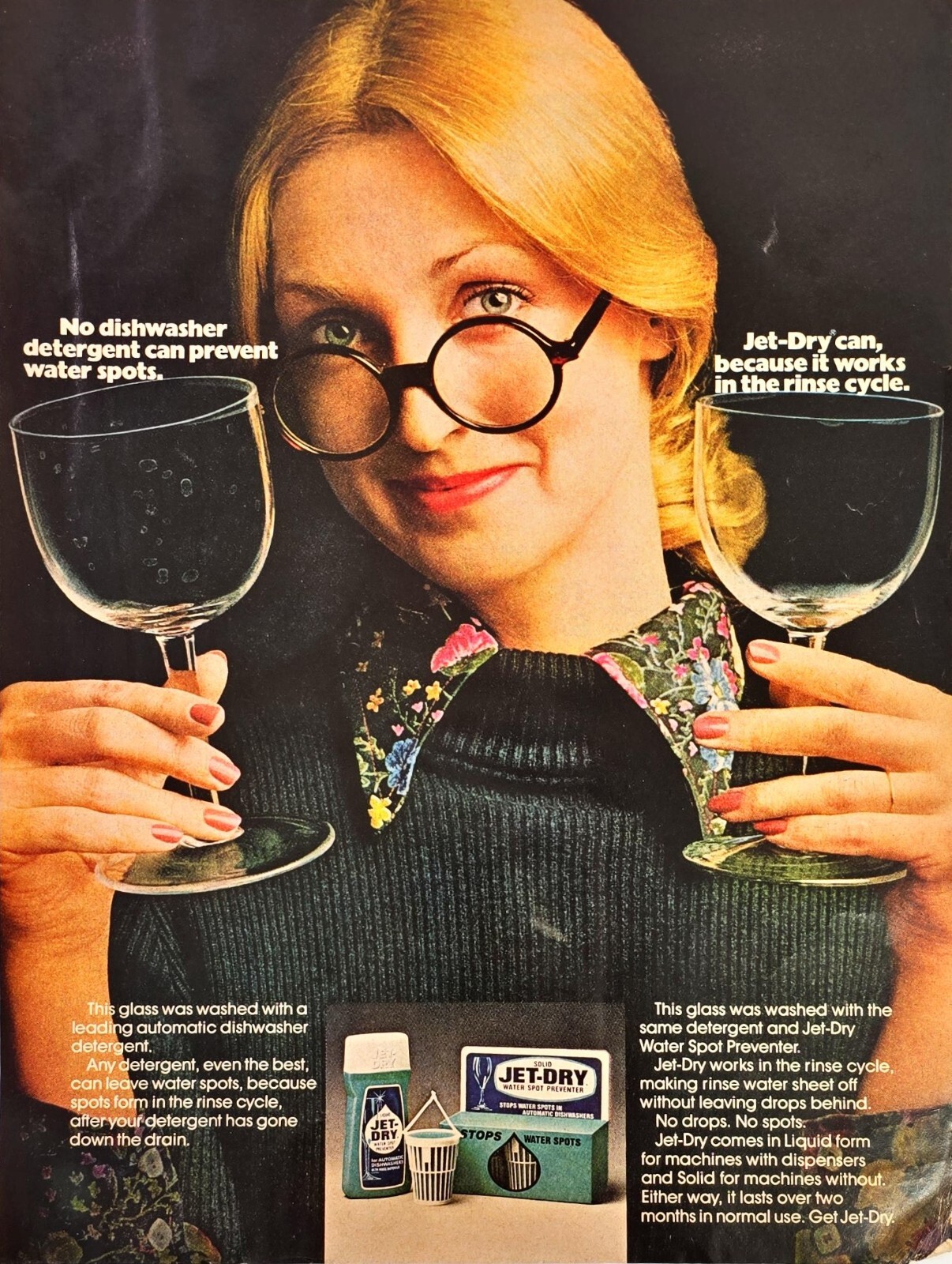 Jet Dry For Dishwashers Red Head Model Vintage 1975 Print Ad 9 1/2 x 12