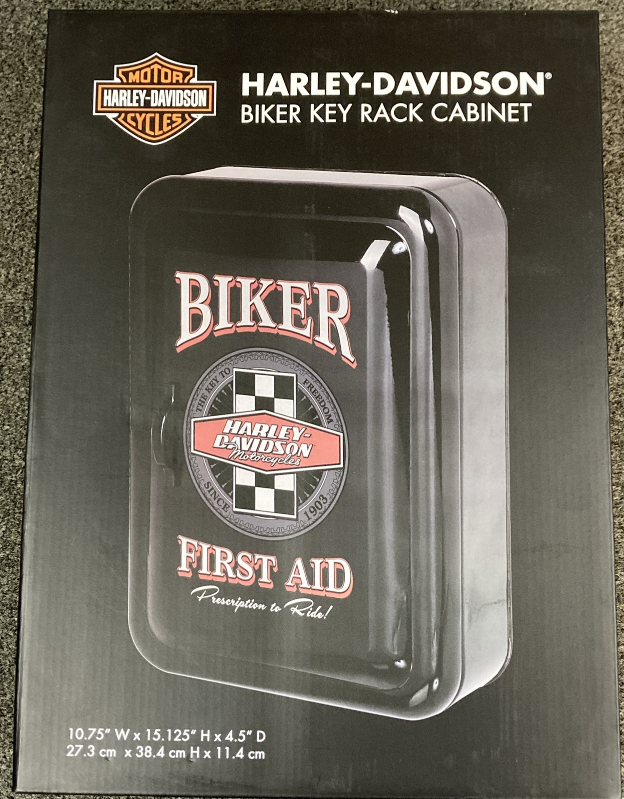 Harley-Davidson Biker First Aid Steel 4-hook Key Rack Cabinet for 