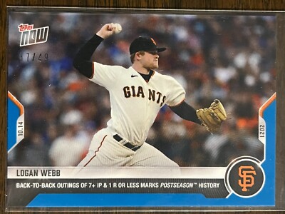 2021 Topps Now #967 Logan Webb San Francisco Giants BLUE 37/49