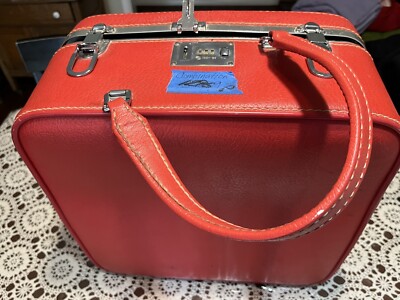 Vintage red Ventura Train / Travel Case Luggage - Retro 60's or