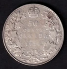 Canada 1914 50c Fifty Cent Silver Coin King George V VG Very Good .925 Silver