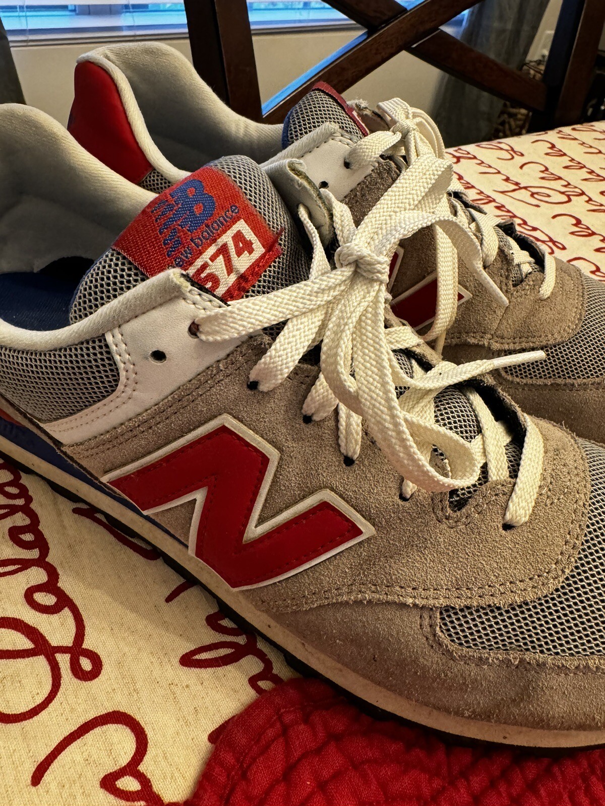 Classic New Balance 574 Gray / Red / Blue ML574MOX Men’s Size 12 eBay
