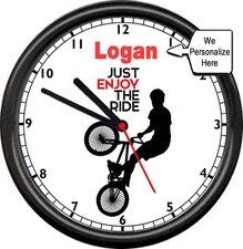Personalized Name BMX Bike Freestyle Dirt Sport Cycle Bedroom Trick Wall Clock