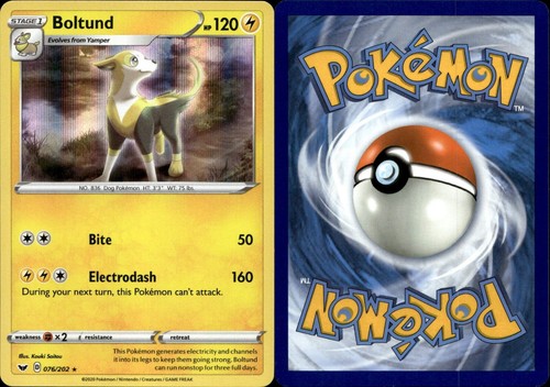 Pokemon TCG Boltund Sword & Shield Base Set 076/202 Holo Rare - NM/M