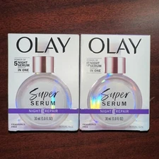 (2) Olay Super Serum Night Repair Face Serum - Fragrance Free - 1.0 fl oz