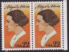 US 1985 Sc-2146 Abigail Adams 22c Pair MNH - US Seller