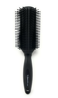 Scalpmaster 9-Rows Hair Styling Brush Rubberized Base For Curly Wavy Hair Black