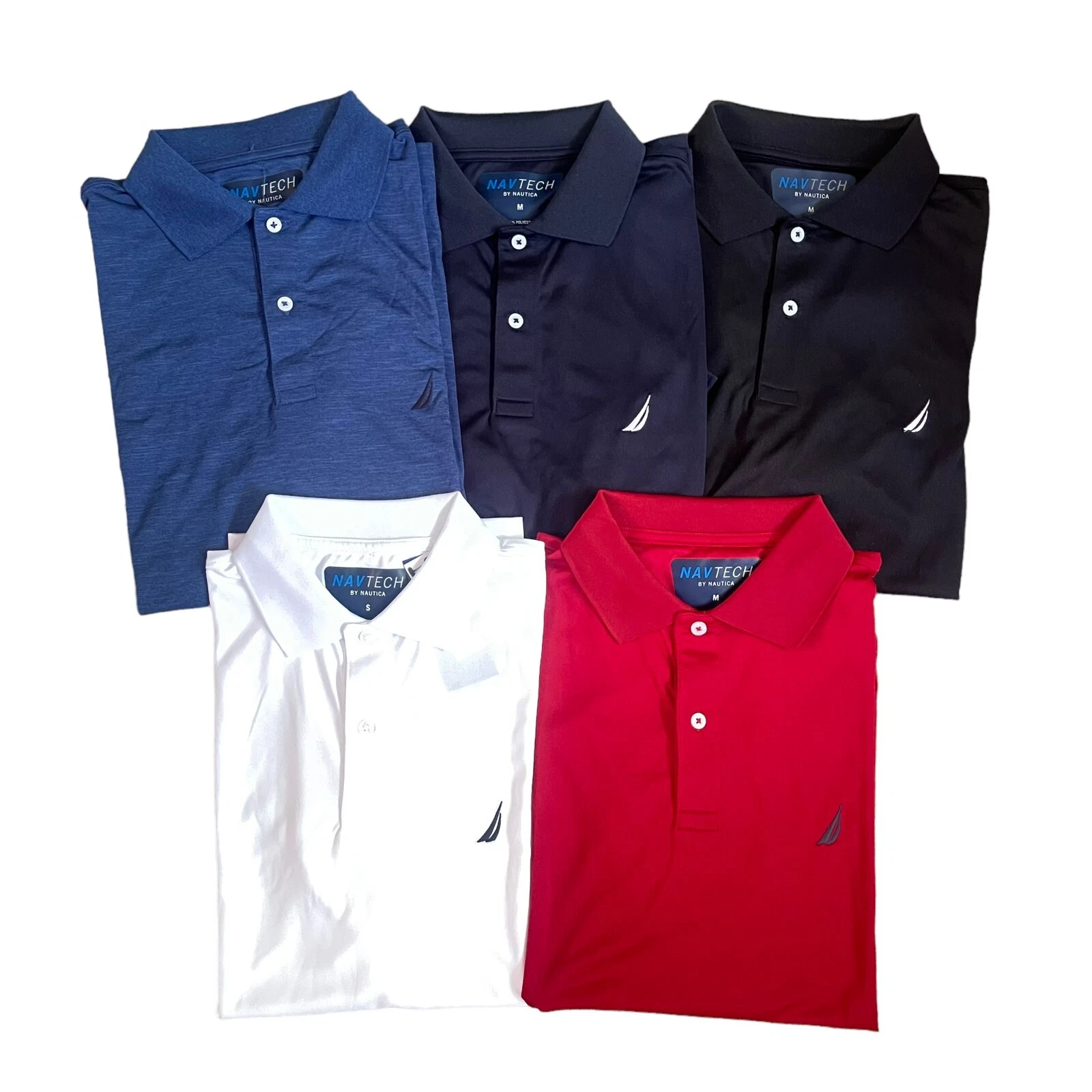 NWT Nautica Mens Navtech Classic Fit Wicking Short Sleeve Performance Polo Shirt