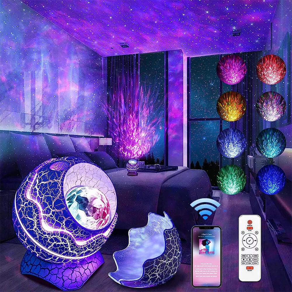 Dinosaur Egg Bluetooth Star Projector White Noise 14 Colors LED Night Light Kids
