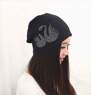 Unisex Herren Damen Long Beanie Slouch Ski Fiber Mütze Mütze Strass