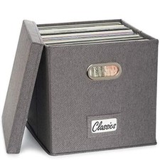 Decorative Vinyl Record Storage Box for 50 Single Records - Sturdy and Easy to