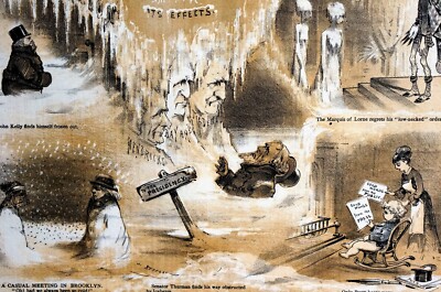 Cold Weather 1879 EIGHT DEGREES BELOW ZERO TILDEN HENDRICKS THURMAN KELLY Puck