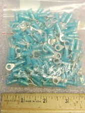100 NEW Blue Vinyl Insulated Ring Tongue Crimp Terminals AWG 16-14 Stud 10