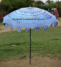 Indian Garden Umbrella Ombre Mandala Cotton Large Patio Outdoor Parasol Umbrella