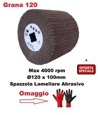Spazzola a Rullo Lamellare Abrasivo 120x100mm per Satinatrice Satinare Grana 120