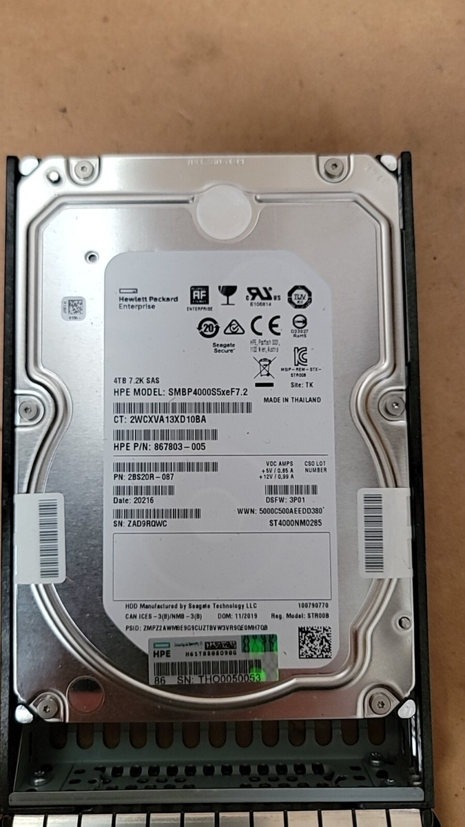 HP Enterprise 3.5 HDD ST4000NM0285 867803-005 4TB 7.2K RPM SAS