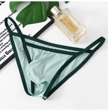 Men's High Elastic Tanga Thong Brief Underwear Breathable Pouch Low-rise Panties