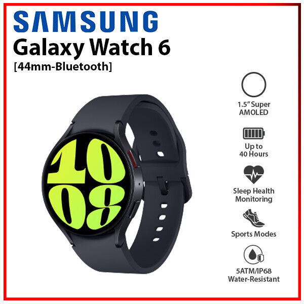 Samsung Galaxy Watch6 44mm GRAPHITE Bluetooth IP68 Android Smartwatch (R940) | eBay Samsung Galaxy Watch6 44mm GRAPHITE Bluetooth IP68 Android Smartwatch (R940) | eBay