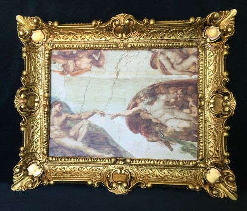 Die Erschaffung Adams Gemälde von Michelangelo 56x46 Gerahmte Gemälde - Bild 7 von 7