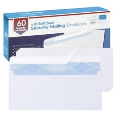 60PCS 10 Business Envelopes Self Seal White Letter Size No Window Security