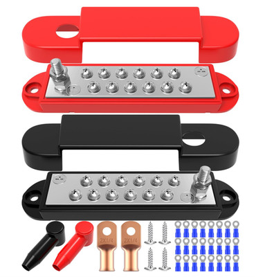 Bloque Distribución 12V 150A Bus Bar Terminal con Tapa para RV Barco Auto, Nuevo